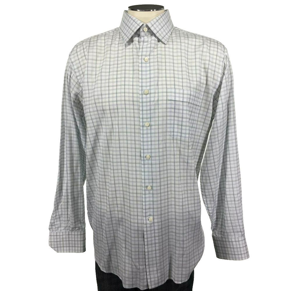 Tommy Bahama Button Shirt 16 34 35 Blue White Plaid Dress Beach Mens
